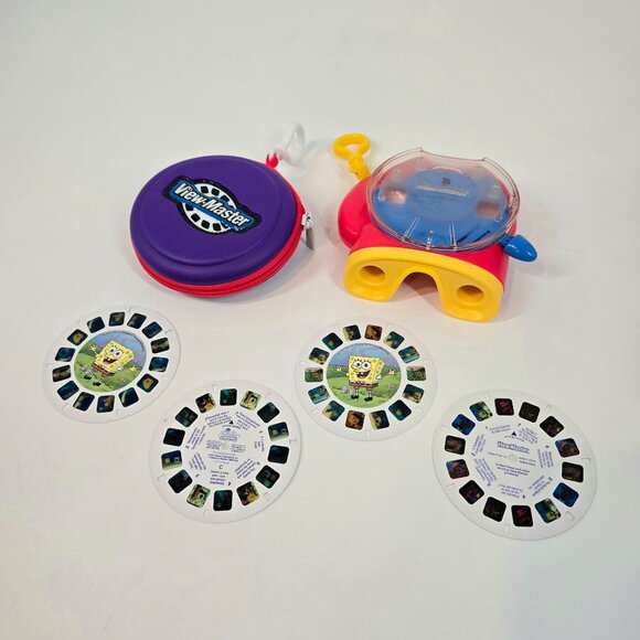 Vintage Fisher-Price Red and Yellow View-Master Sponge Bob Reels & Reel Case Lot - Picture 1 of 12